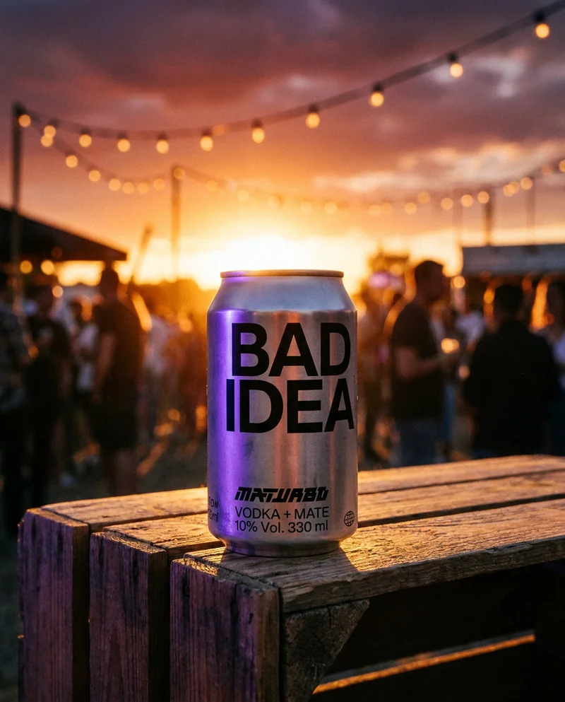 BAD IDEA Dose beim Open Air im Sonnenuntergang